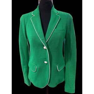 Gap Academy Blazer Womens 0 Green/White Piping Trim FALL ivy league preppy AMERI